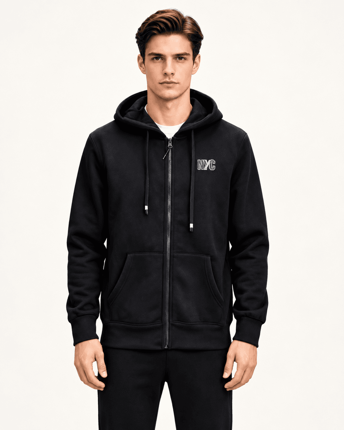 ITENO Zip Hoodie — M-128A — Front · Black