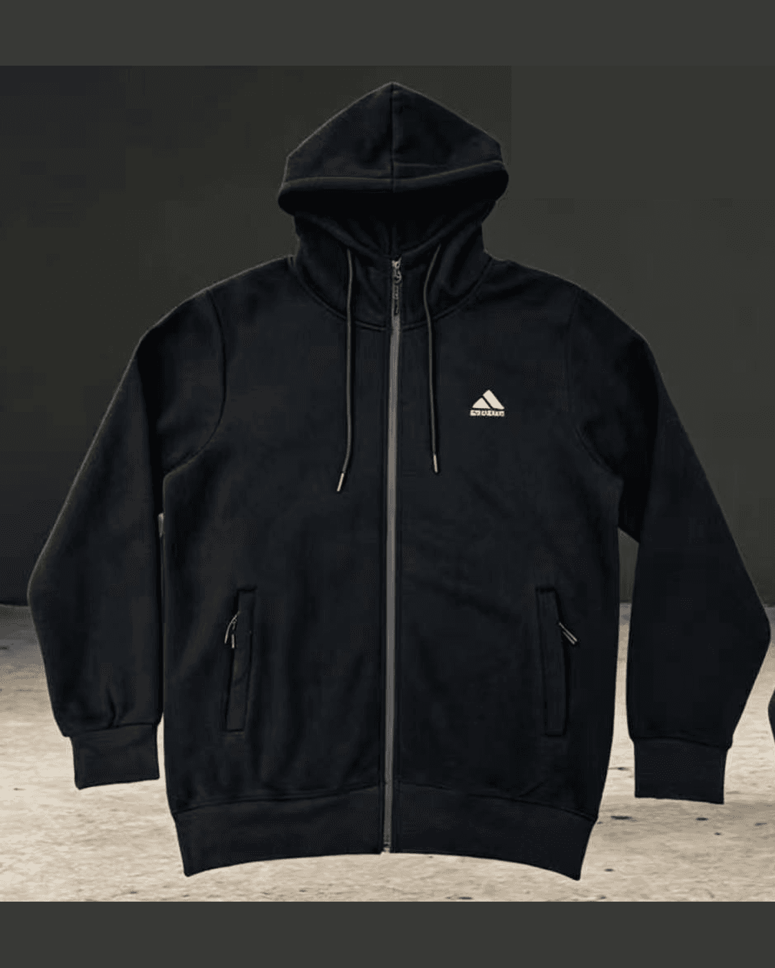 ITENO Big Size Zip Hoodie — M-129A — Front · Black