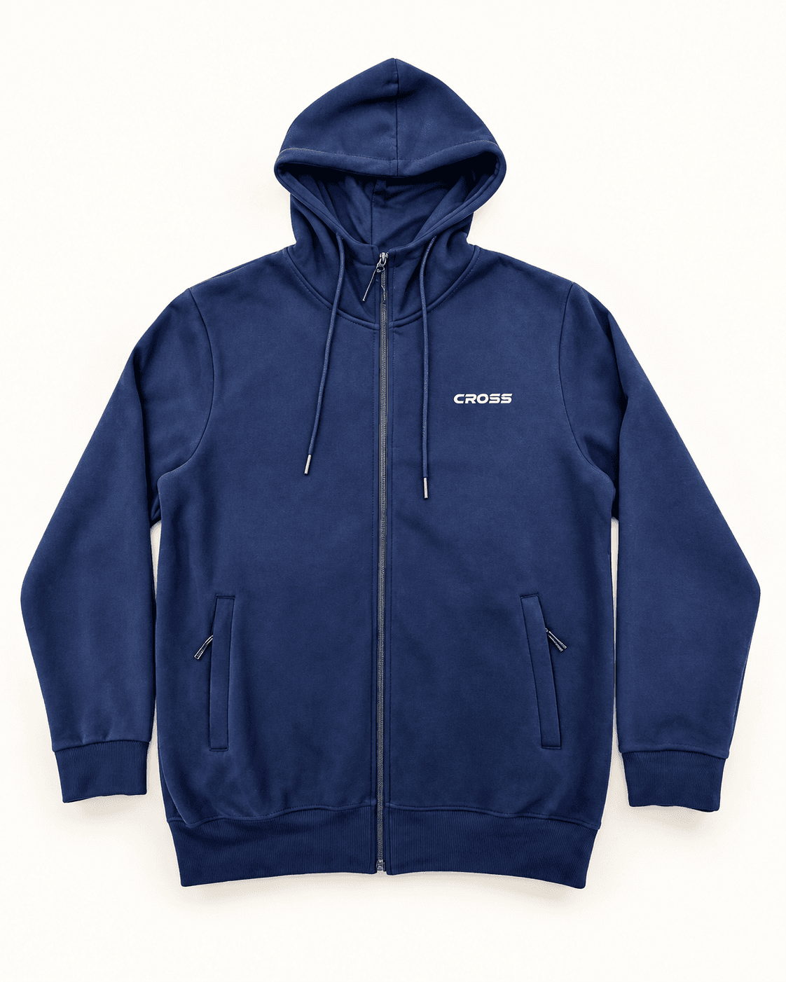 ITENO Big Size Zip Hoodie — M-131A — Front · Navy Blue